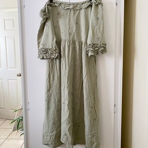 Vintage 70’s Floral Mesh Embroidered Dress